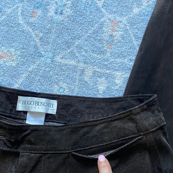 Women’s Vintage 90s Hugo Buscati Dark Brown 100% Leather Pants - Picture 5 of 7